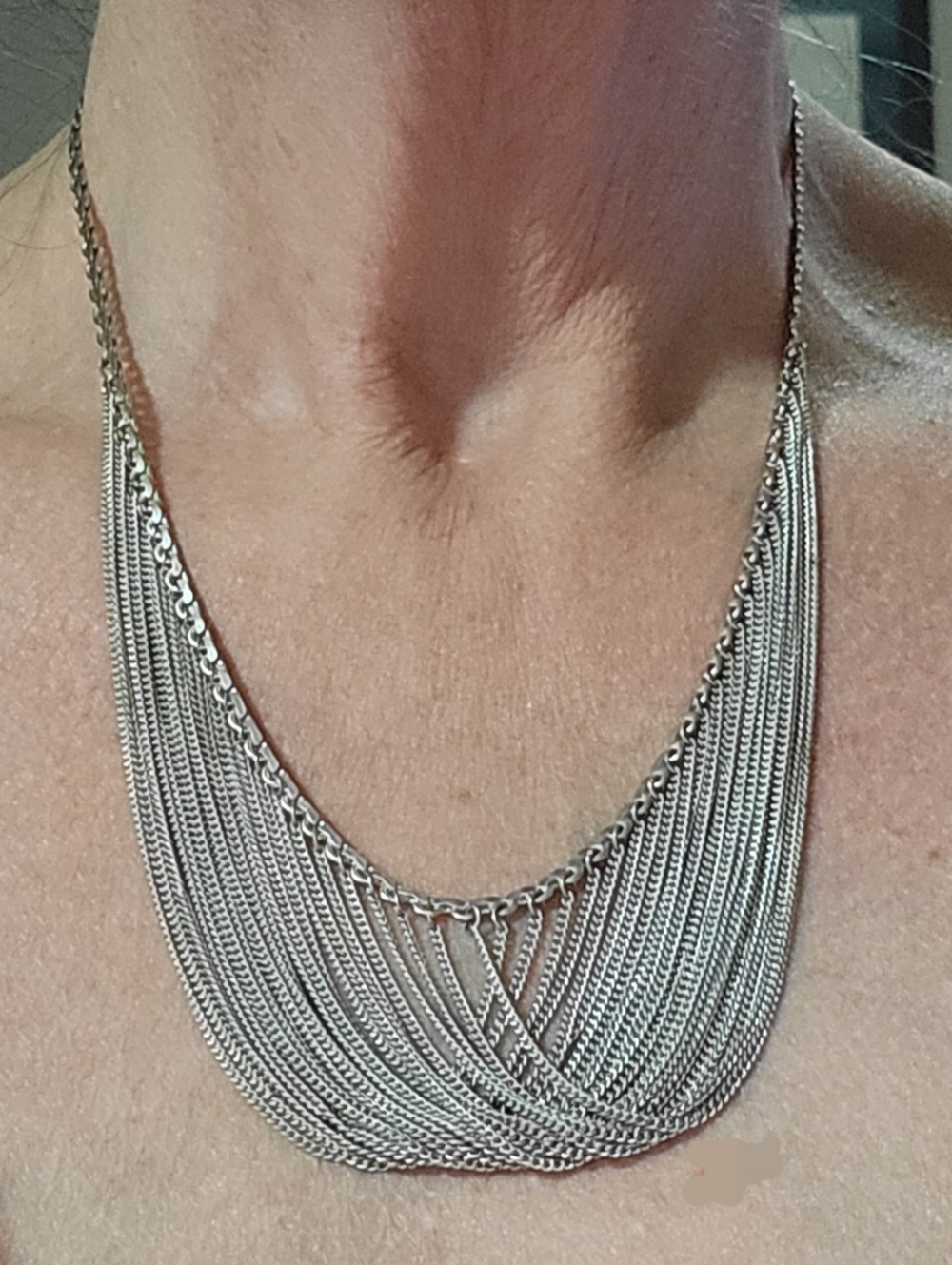 Beautiful Sterling Silver Bib Necklace